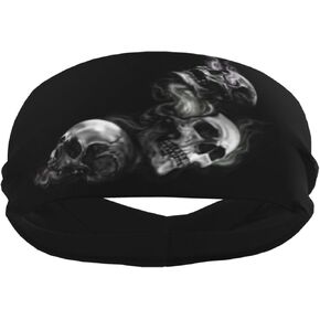 Cool Skull Sport Sweatbands for Women Men Headbands Skull Stretchy Sweatband Cool Head Bands Headband