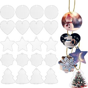 30Pcs Metal Sublimation Ornament Blanks,Christmas Ornaments Sublimation Blanks for Christmas Tree Decor,Double Sided Blanks Christmas Ornament,DIY Handmade Crafts Sublimation Blanks of 5 Styles