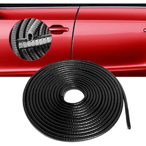 (Black) Car Door Protector Edge Guards Automotive Car Door Protector Vehicle Rubber Edge Trim Seal Strip Fits U Shape Car Door Edge Guards Bendable & Adjustable Sizes 16.5FT(5M)