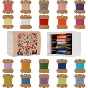 Wool Embroidery Thread Kit 50m Each Spool X 20Pcs Wool Blend Thread for Embroidery for Hand Sewing DIY Wool Thread for Embroidery 42S/2 Machine Sewing Thread (Colour A)