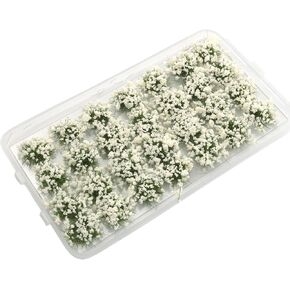 28PCS White Simulation Flower Cluster Vegetation Scenery Model Grass Tufts Handmade Scene Making for DIY Landscaping Train Scenery Architectural Model Sandbox Scene Platform Material