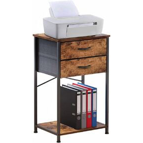 Small Printer Table for Home Office, Tall Side Table with Storage,3-Tier Printer Stand with Drawer,Nightstands for Bedroom, End Table for Living Room