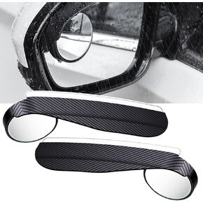 Car Blind Spot Mirror Side Mirror Rain Guard, 2 Pack Carbon Fiber Rear View Mirror Rain Visor Eyebrow Universal Auto Accessories 360°Adjustable Wide Angle Blind spot Mirror for Car