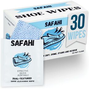 Disposable Dual-Textured Shoe Wipes, 30 Count, Individually Packaged, Portable, Tennis Shoe Cleaner, Shoe Shine Wipes, Shoe Cleaner Sneakers, Leather, Canvas, Quick Clean, Best Sneaker Cleaner
