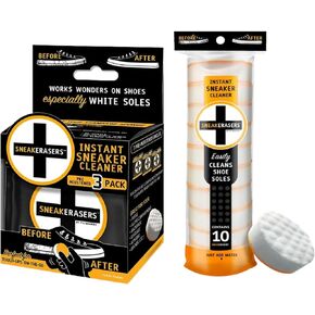SneakERASERS Instant Sole and Sneaker Cleaner, Premium, Disposable, Dual-Sided Sponge for Cleaning, SneakERASERS Instant Sneaker Cleaner Pre-Moistened