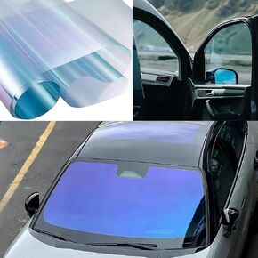 XhuangTech Chameleon Deep Blue Car Front Window Tint Solar Film Protection Scratch Resistant 67% VLT 19.29" in x 9.84' Ft Feet