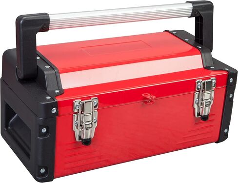 Steel Tool Box 15.5- Inch Small Portable Tool Box Organizer with Built-in Short Non-slip Handle Car Tool Box with Removable tray … in Saudi Arabia