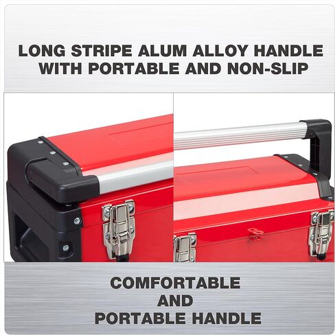 Steel Tool Box 15.5- Inch Small Portable Tool Box Organizer with Built-in Short Non-slip Handle Car Tool Box with Removable tray … in Saudi Arabia