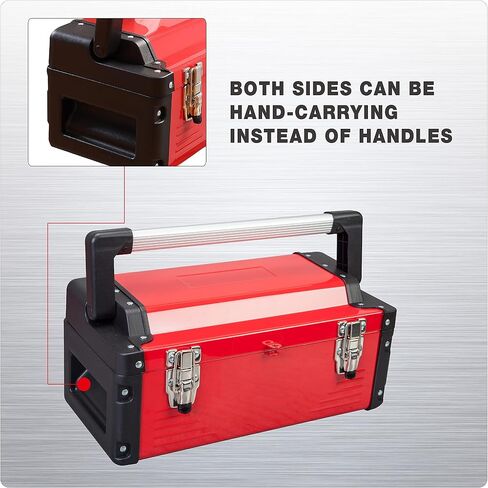 Steel Tool Box 15.5- Inch Small Portable Tool Box Organizer with Built-in Short Non-slip Handle Car Tool Box with Removable tray … in Saudi Arabia