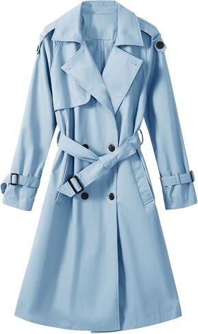 Trench Coat Women Double Breasted Windproof Classic Lapel Belted Long Outerwear Overcoat with Belt in Saudi Arabia