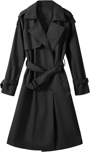 Trench Coat Women Double Breasted Windproof Classic Lapel Belted Long Outerwear Overcoat with Belt in Saudi Arabia