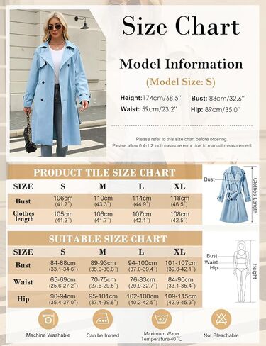 Trench Coat Women Double Breasted Windproof Classic Lapel Belted Long Outerwear Overcoat with Belt in Saudi Arabia