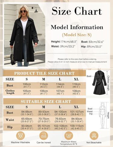 Trench Coat Women Double Breasted Windproof Classic Lapel Belted Long Outerwear Overcoat with Belt in Saudi Arabia