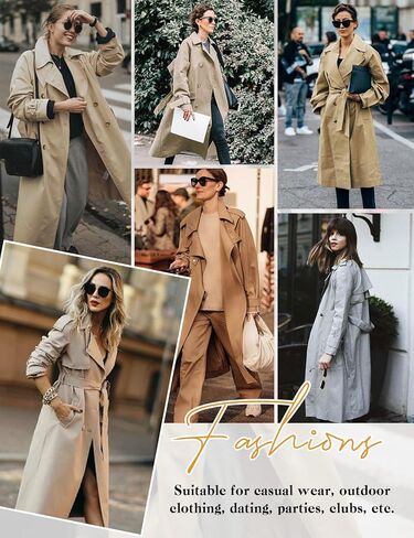 Trench Coat Women Double Breasted Windproof Classic Lapel Belted Long Outerwear Overcoat with Belt in Saudi Arabia