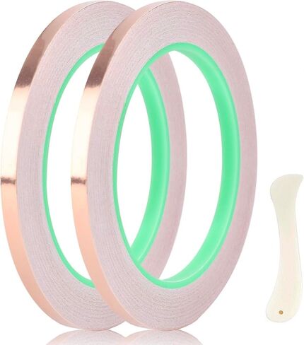 2 PCS Copper Foil Tape 0.24Inch Copper Tape for Stained Glass with Stained Glass Tools Table Foiler for Stained Glass for DIY Handicrafts,Paper Circuits in Saudi Arabia