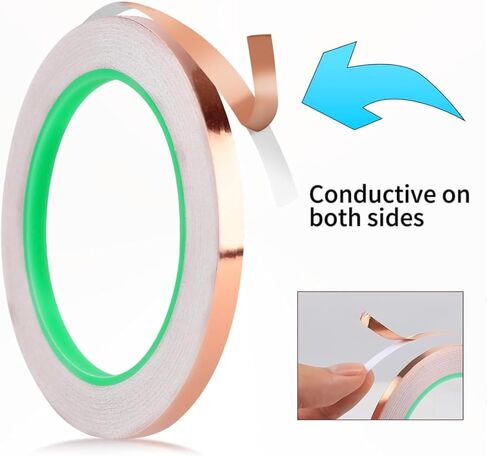 2 PCS Copper Foil Tape 0.24Inch Copper Tape for Stained Glass with Stained Glass Tools Table Foiler for Stained Glass for DIY Handicrafts,Paper Circuits in Saudi Arabia