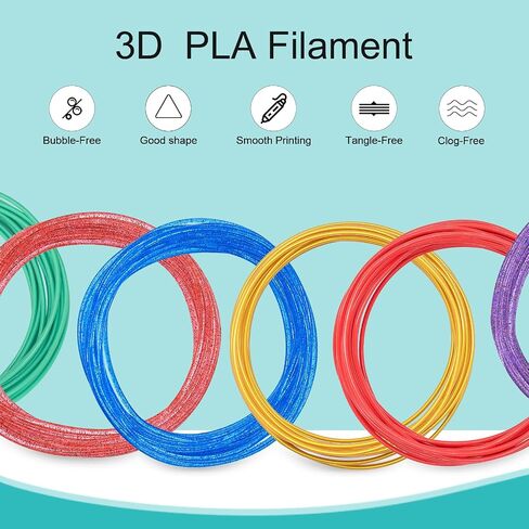 22 لونًا من عبوات قلم رسومات الشعار المبتكرة ثلاثية الأبعاد لقلم 3Doodler Start 3D درجة حرارة طباعة منخفضة PCL Filament 3Doodler Start عبوات إعادة التعبئة كل لون 15.2 سم × 5 قطع إجمالي 110 قطعة تناسب فقط قلم بدء 3Doodler in Kuwait