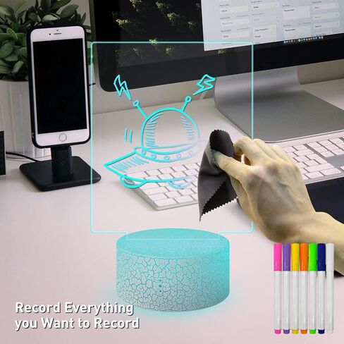 Multifunctional 6.96 x 5.43 Acrylic Note Board Led Light, Multi-Color Multi-Purpose Erasable Message Board with Remote Control, Acrylic Plan Menu Memo Tablet for Office Home School(Black Base) in Saudi Arabia