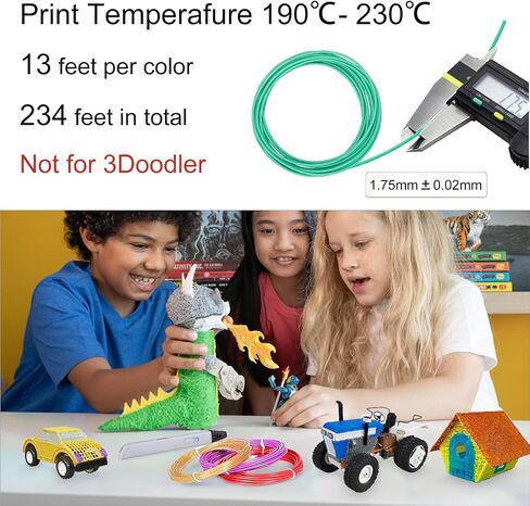 22 لونًا من عبوات قلم رسومات الشعار المبتكرة ثلاثية الأبعاد لقلم 3Doodler Start 3D درجة حرارة طباعة منخفضة PCL Filament 3Doodler Start عبوات إعادة التعبئة كل لون 15.2 سم × 5 قطع إجمالي 110 قطعة تناسب فقط قلم بدء 3Doodler in Kuwait