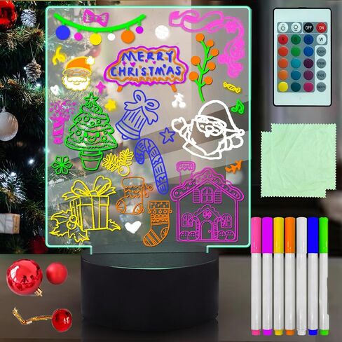 Multifunctional 6.96 x 5.43 Acrylic Note Board Led Light, Multi-Color Multi-Purpose Erasable Message Board with Remote Control, Acrylic Plan Menu Memo Tablet for Office Home School(Black Base) in Saudi Arabia