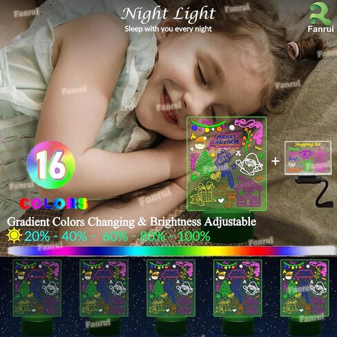Multifunctional 6.96 x 5.43 Acrylic Note Board Led Light, Multi-Color Multi-Purpose Erasable Message Board with Remote Control, Acrylic Plan Menu Memo Tablet for Office Home School(Black Base) in Saudi Arabia