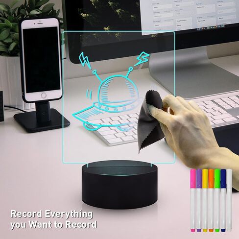 Multifunctional 6.96 x 5.43 Acrylic Note Board Led Light, Multi-Color Multi-Purpose Erasable Message Board with Remote Control, Acrylic Plan Menu Memo Tablet for Office Home School(Black Base) in Saudi Arabia