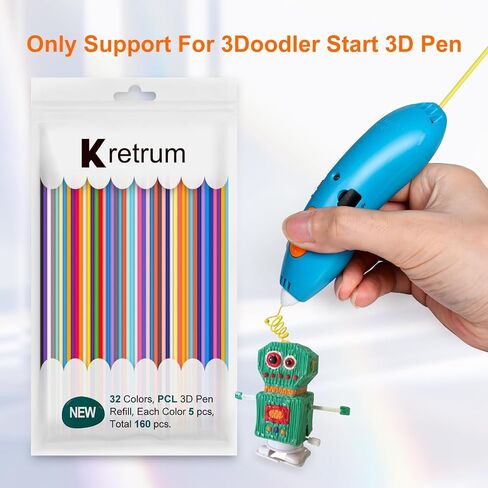 22 لونًا من عبوات قلم رسومات الشعار المبتكرة ثلاثية الأبعاد لقلم 3Doodler Start 3D درجة حرارة طباعة منخفضة PCL Filament 3Doodler Start عبوات إعادة التعبئة كل لون 15.2 سم × 5 قطع إجمالي 110 قطعة تناسب فقط قلم بدء 3Doodler in Kuwait