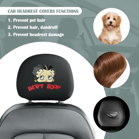 2pcs of Betty Boop Car Headrest Covers Accessories Fit for Cars,SUVs in Saudi Arabia