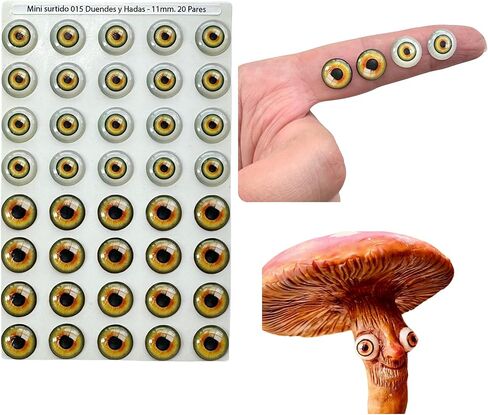 MS 15-11 20 Pairs in Green, Realistic Irises, Adhesive or Self-Adhesive 3D Resin Eyes, 11mm Wide, for use with Clay, Cold Porcelain, Polymer Clay, EVA, Felt, Fabric, Plaster, Paper, Ceramics in Kuwait