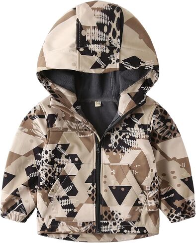 Toddler Boys Girls Fleece Lined Jacket Zip Up Hoodie, Camouflage Outerwear Windbreaker Spring Fall Jackets for Kids in Saudi Arabia