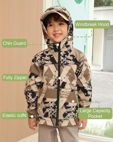 Toddler Boys Girls Fleece Lined Jacket Zip Up Hoodie, Camouflage Outerwear Windbreaker Spring Fall Jackets for Kids in Saudi Arabia