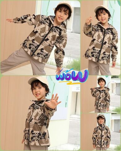 Toddler Boys Girls Fleece Lined Jacket Zip Up Hoodie, Camouflage Outerwear Windbreaker Spring Fall Jackets for Kids in Saudi Arabia