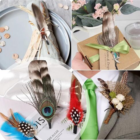 MehelloFeather Hat Feathers 12 PCS Natural Feathers Mixed Assorted Hats Feathers for Cowboy Hat Fedoras Trilby Hats Panama Hat DIY Costumes Decorations in Kuwait