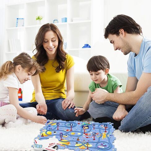 25PCS Puzzle Racer Kids Car Track Set, DIY Puzzle Racer Car Track Set with Vehicles，Puzzle Track Car Play Set for Kids Boys Girls (Land) in Saudi Arabia