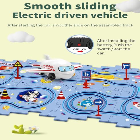 25PCS Puzzle Racer Kids Car Track Set, DIY Puzzle Racer Car Track Set with Vehicles，Puzzle Track Car Play Set for Kids Boys Girls (Land) in Saudi Arabia