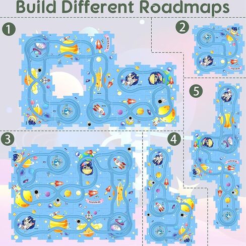 25PCS Puzzle Racer Kids Car Track Set, DIY Puzzle Racer Car Track Set with Vehicles，Puzzle Track Car Play Set for Kids Boys Girls (Land) in Saudi Arabia