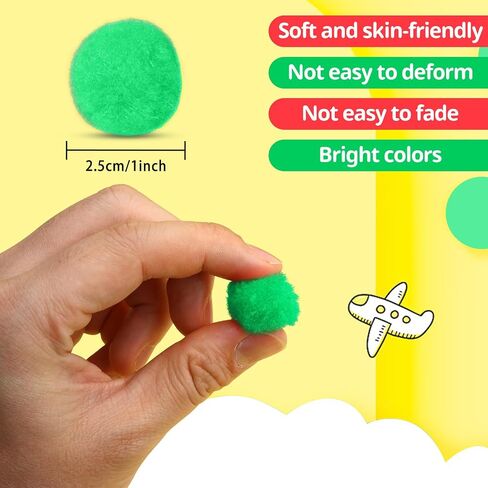 Wonvoc Pom Poms 300 Pcs, Pom Poms 1 Inch, Assorted Colors Crafts in Kuwait