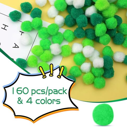 Wonvoc Pom Poms 300 Pcs, Pom Poms 1 Inch, Assorted Colors Crafts in Kuwait