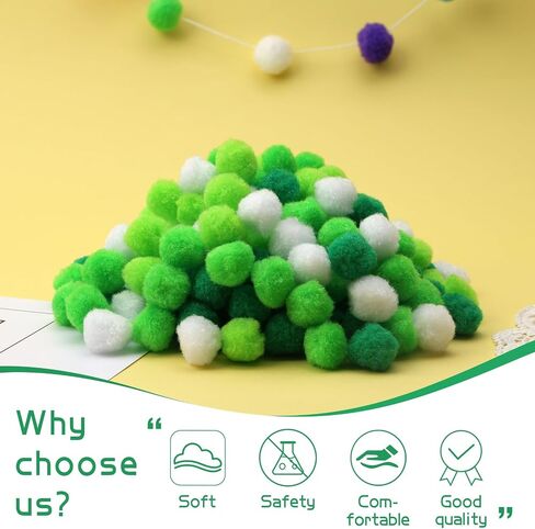 Wonvoc Pom Poms 300 Pcs, Pom Poms 1 Inch, Assorted Colors Crafts in Kuwait