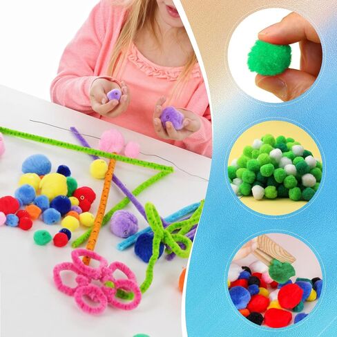 Wonvoc Pom Poms 300 Pcs, Pom Poms 1 Inch, Assorted Colors Crafts in Kuwait