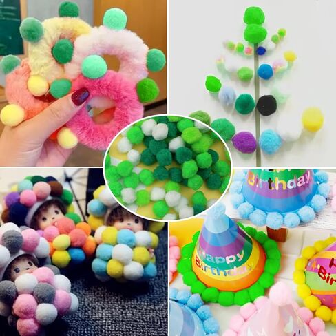 Wonvoc Pom Poms 300 Pcs, Pom Poms 1 Inch, Assorted Colors Crafts in Kuwait