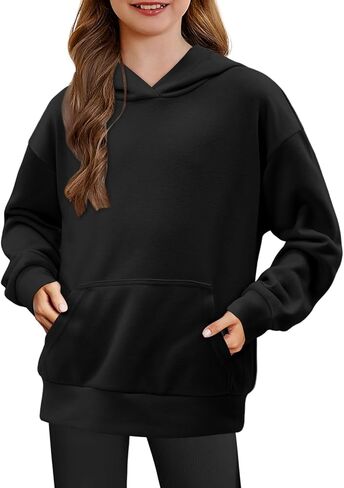 storeofbaby Girls Hoodies Long Sleeve Sweatshirts Casual Solid Tops with Pocket 5-14 Years in Saudi Arabia
