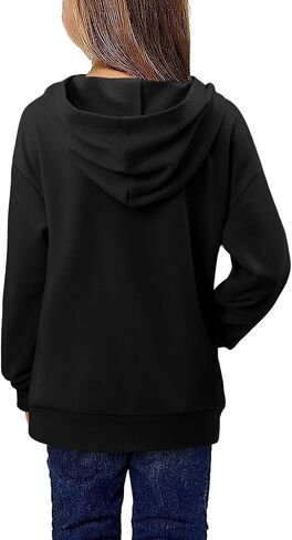 storeofbaby Girls Hoodies Long Sleeve Sweatshirts Casual Solid Tops with Pocket 5-14 Years in Saudi Arabia