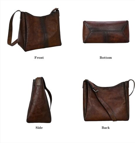 HESHE Genuine Leather Purses for Women Shoulder Handbags Crossbody Hobo Purses Buckets Satchel Bags Tote Work Top Handle Bag in Saudi Arabia