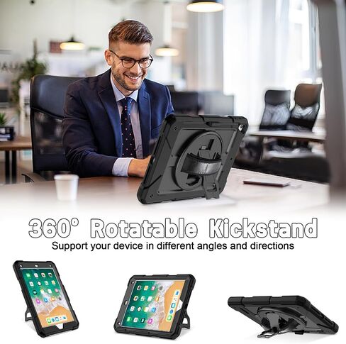 LTROP Protective Cover Case for iPad 6th/ 5th Generation & iPad Air 2 Case, iPad 9.7 Inch Case with Shoulder Strap Pen Holder Swivel Stand, Aqua Teal in Saudi Arabia