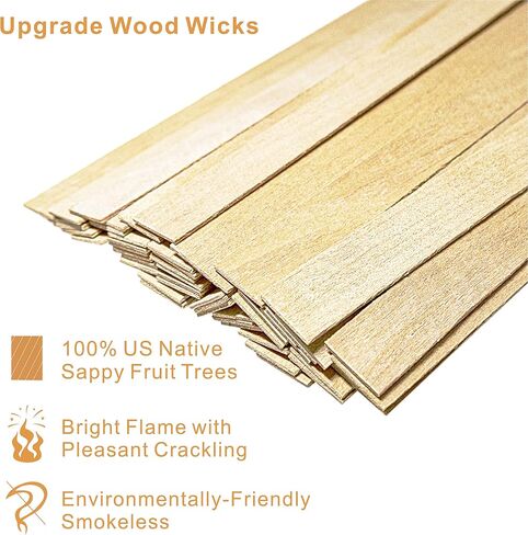 50pcs Wood Wicks for Candles Making. Thickened Wood Candle Wicks, 5.1 X 0.5 X 0.04 Inch Naturally Smokeless Wooden Candle Wicks. in Kuwait