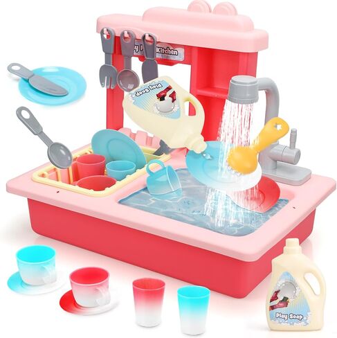 STEAM Life Blue Kids Kitchen Sink Toy, Color Changing Kids Play Sink with Running Water, Toddler Kitchen Playset, Toddler Pretend Play, Toddler Sink Toy Kitchen Accessories, Kids Dishwasher in Kuwait