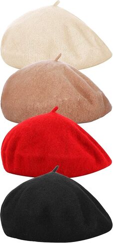 Blulu 6 Pieces Women Beret Hat French Style Beret Beanie Cap Solid Color Winter Hat in Saudi Arabia
