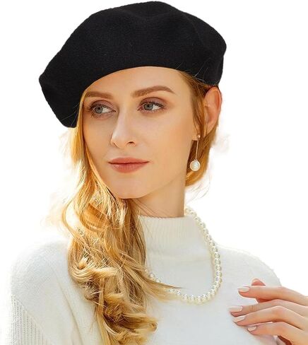 Women French Wool Beret Hats - Reversible Solid Color Classic Beanie Winter Cap in Saudi Arabia