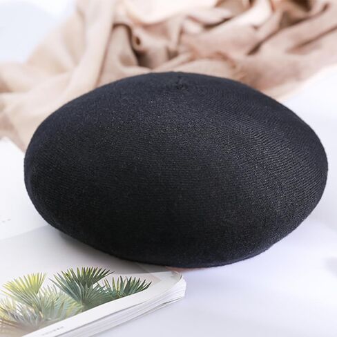 Women French Wool Beret Hats - Reversible Solid Color Classic Beanie Winter Cap in Saudi Arabia
